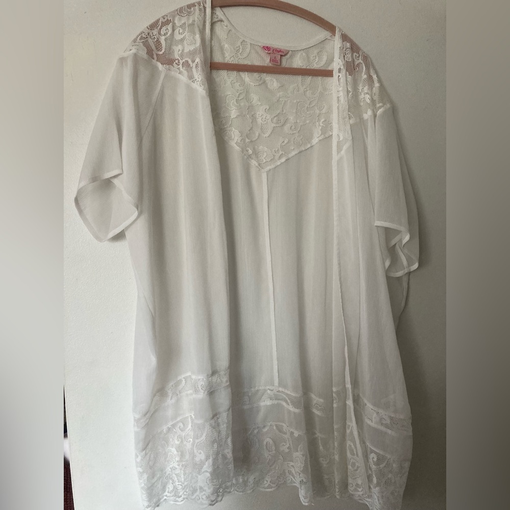 Delicate white lace cover up